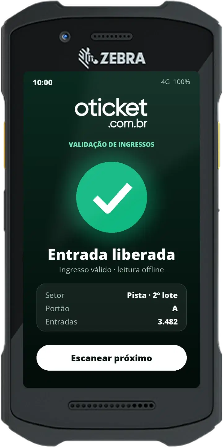Coletor de validação de ingressos com tela OTicket